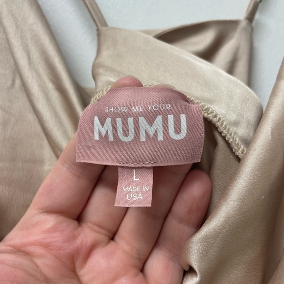 Show Me Your Mumu Verona Cowl Dress in champagne luxe satin large - Picture 8 of 11